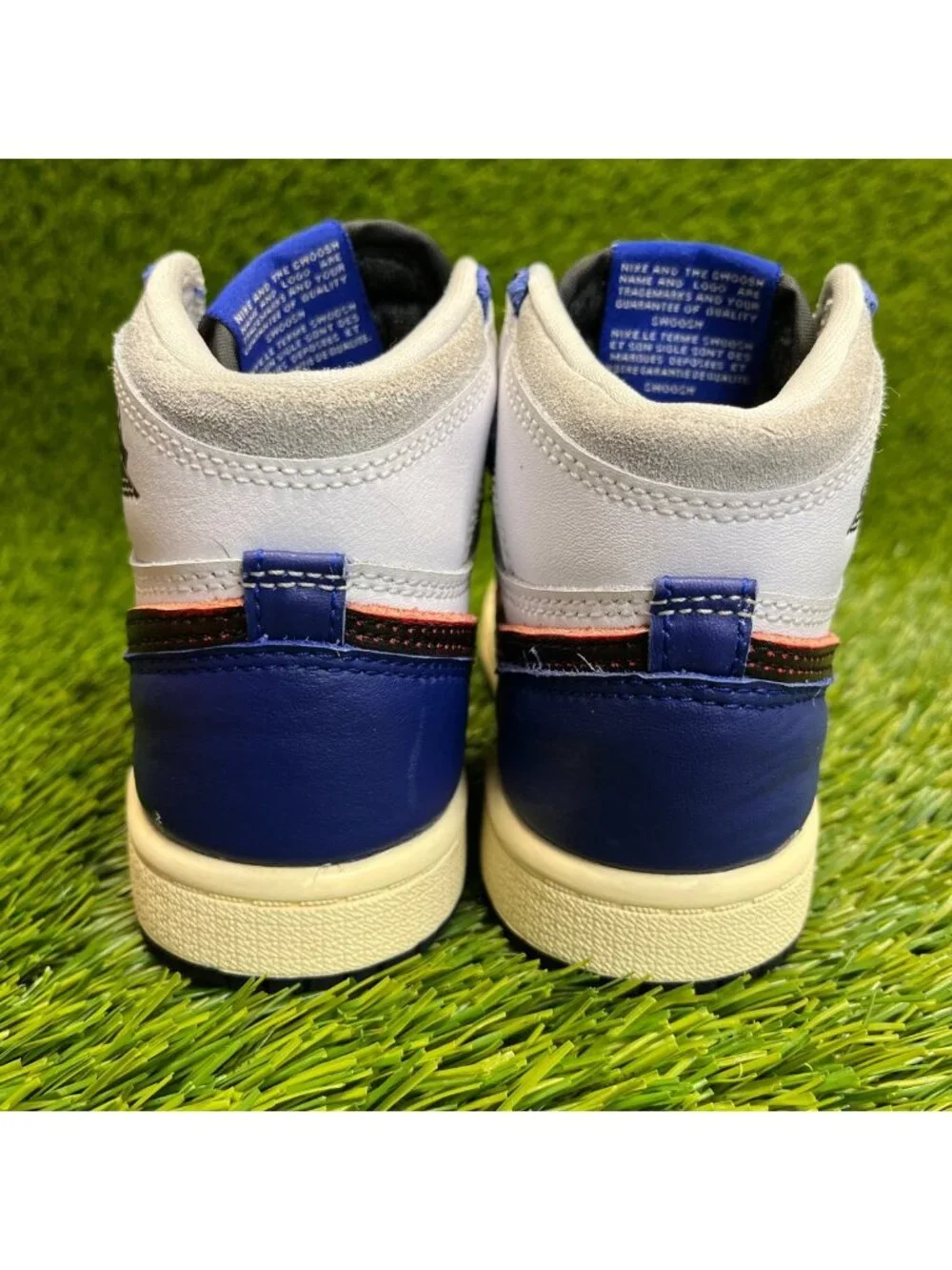Nike Air Jordan 1 Retro High OG Boys Size 11C White Blue Athletic Shoes Sneakers